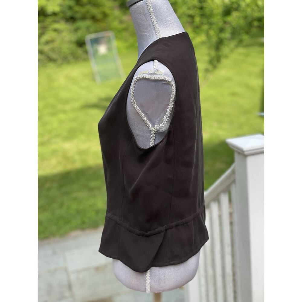 Vintage 90s Emanuel Ungaro Womens Brown Silk Button-Front Vest Luxury Staple, 12 - Picture 4 of 16